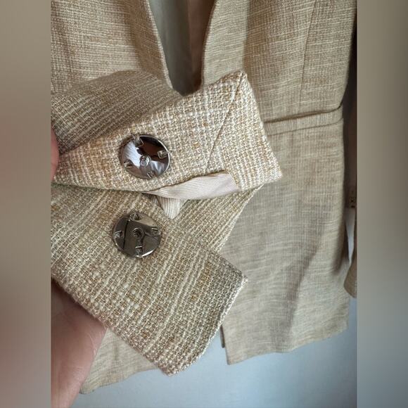 NWT Zara Tweed Tan Blazer Jacket - Picture 5 of 9